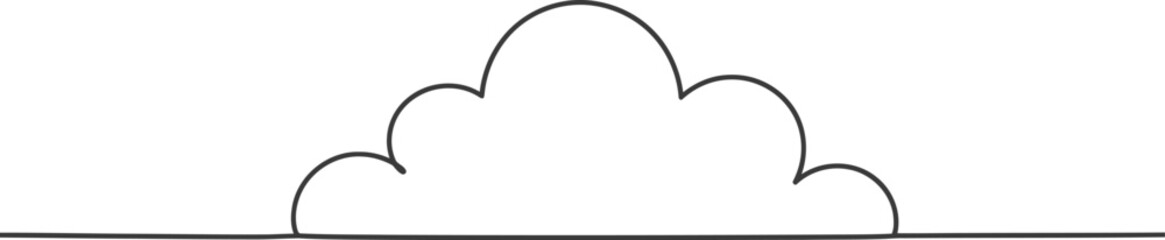 Poster - Thin line cloud outline on horizon. Simple weather, sky symbol, minimalist graphic element, modern design aesthetic. AI Generative
