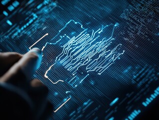 Aufkleber - Business confident finance concept. Digital interface showcasing complex data patterns and interaction.