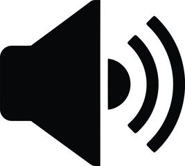 Poster - Low volume or mute speaker icon. Black sound symbol with minimal audio waves for silent mode, quiet, multimedia UI. AI Generative
