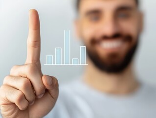 Aufkleber - Business confident finance concept. A man points at a digital growth chart, symbolizing success and progress in business.