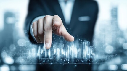 Aufkleber - Business confident finance concept. Digital touch interaction with futuristic interface in a business setting.