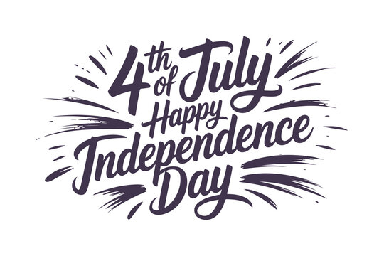 4th of July Happy Independence Day Typography with Fireworks Elements. Festive USA Patriotic Celebration Design For Greeting Cards, Banners, or Print Posters. Vector Template 