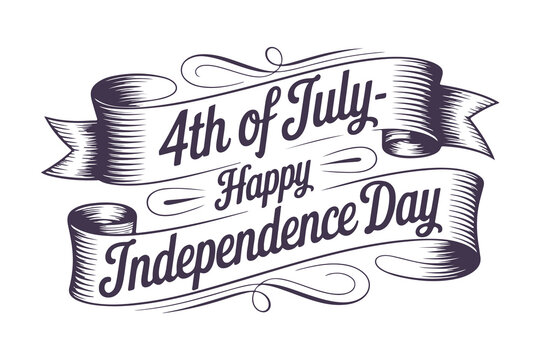 4th of July Happy Independence Day Typography with Fireworks Elements. Festive USA Patriotic Celebration Design For Greeting Cards, Banners, or Print Posters. Vector Template 