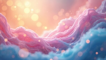 Fototapete - Abstract illustration swirls colorful light bokeh effect. Pink blue, orange colors. Gentle, soft texture. Ethereal artwork, design suitable for background, art, decoration.