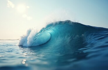 Aufkleber - Single ocean wave captured in mid-air. Blue water texture with transparency. Transparent background allows versatile usage. Ideal for surf, beach, travel, summer, vacation, ocean, sea themes.