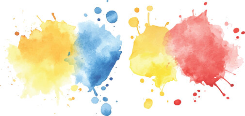 Aufkleber - Colorful abstract watercolor splash collection isolated on white background. Colorful paint splashes on white background. Set of watercolor circles brash multicolored. watercolor on white background.