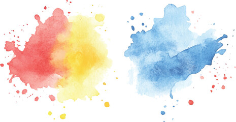 Poster - Colorful abstract watercolor splash collection isolated on white background. Colorful paint splashes on white background. Set of watercolor circles brash multicolored. watercolor on white background.