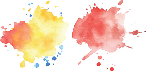 Poster - Colorful abstract watercolor splash collection isolated on white background. Colorful paint splashes on white background. Set of watercolor circles brash multicolored. watercolor on white background.