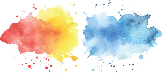 Poster - Colorful abstract watercolor splash collection isolated on white background. Colorful paint splashes on white background. Set of watercolor circles brash multicolored. watercolor on white background.