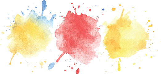 Poster - Colorful abstract watercolor splash collection isolated on white background. Colorful paint splashes on white background. Set of watercolor circles brash multicolored. watercolor on white background.