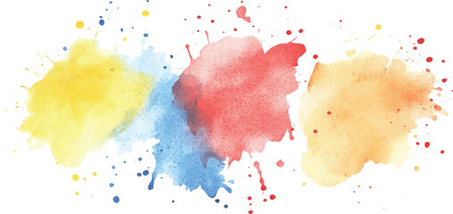Aufkleber - Colorful abstract watercolor splash collection isolated on white background. Colorful paint splashes on white background. Set of watercolor circles brash multicolored. watercolor on white background. 