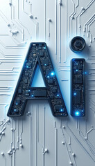 Leinwandbilder - AI symbol with circuit board texture. Modern tech, digital futuristic design. Innovative concept represents machine learning, modern tech, digital world, automation. Advanced computing, network,