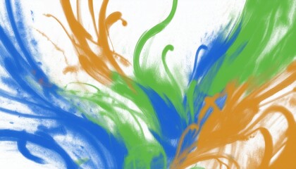 Aufkleber -  vivid abstract color splash artwork with flowing blue, green, and orange strokes for dynamic web design and print media background