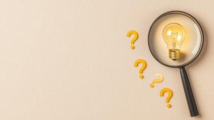 Poster - light bulb magnifying glass question marks concept exploration creativity idea thinking inquiry