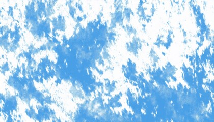 Poster - halftone sky texture with scattered white clouds over blue background ideal for web design, pop art print, abstract branding, and retro themed visual compositions

