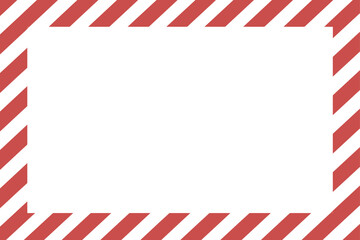 Poster - Red and White Diagonal Stripes Border with White Space for Text or Image Warning or Caution Sign Pattern Frame