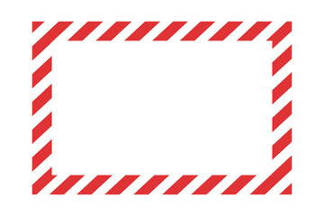 Poster - Red and White Striped Frame Border with Diagonal Lines Warning or Caution Tape Style Isolated on White Background for Graphic Design and Templates