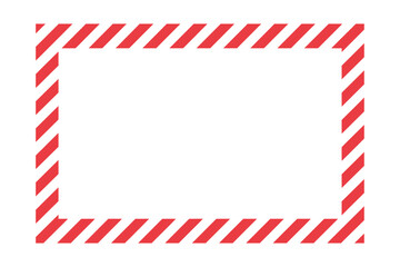 Poster - Red and White Striped Rectangular Frame on White Background Warning or Caution Border Vector Illustration Graphic Design Element Isolated Copy Space