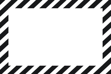 Poster - Black and White Diagonal Stripes Border Frame with Empty White Space for Text or Graphic Design Element Modern Abstract Background Vector Illustration