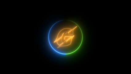 Poster - Abstract Neon Logo with Circular Border on Black Background Glowing Letter G Design