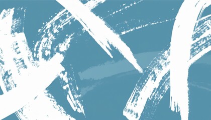 Poster -  dynamic white brush strokes on teal blue background for abstract branding, web design, digital art, and modern print media