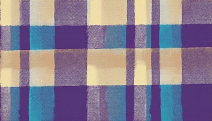 Aufkleber -  colorful retro plaid textile pattern with yellow, blue, and purple checkered blocks for fabric design, web background, print layout, or branding texture