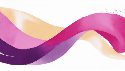 Aufkleber -  fluid watercolor wave ribbon in magenta, beige, and purple for abstract web background, branding accent, or modern print design