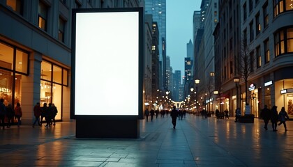 Aufkleber - Blank digital billboard in urban area evening. Advertising mockup for creative content, ample copy space. Empty commercial display, city landscape, business promotion. Night lights attract attention