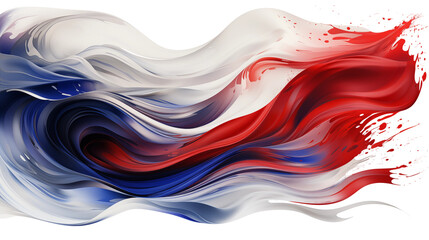 Wall Mural - Abstract red white blue swirl, dynamic liquid design, flowing patriotic colors, fluid motion background art, isolated on transparent background.