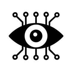 Poster - Cyber eye technology visual, ai surveillance system icon, digital vision concept vector art