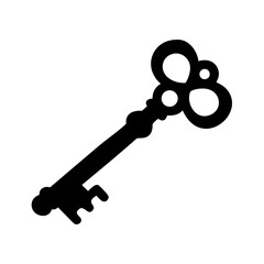 Poster - Antique skeleton key vector graphic for security lock and access control design element isolated