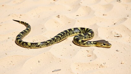 Wall Mural - AI-generated colorful snake in desert sunlight