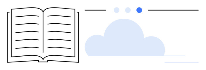 Poster - open book symbolizing learning and knowledge alongside a cloud representing online resources and con
