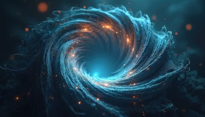 Poster - Abstract 3D rendering illustration of glowing spiral tunnel with light. Digital art, modern design background. Futuristic abstract, futuristic design for science projects tech design. Energetic