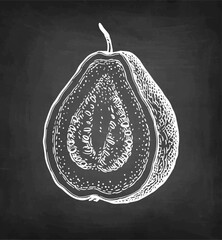 Wall Mural - sliced guava chalk sketch.