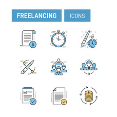 Fototapete - Freelancing Icons Set