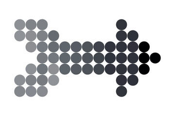 Fototapete - Arrow Made of Circles with Gradient from Light Grey to Black on a White Background for Graphic Design and Presentations