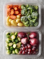 Poster - Comparison of Shelf Life for Fresh and Frozen Vegetables in Clear Containers Showing Organized Layout