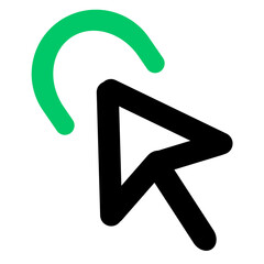 Poster - Black arrow cursor with a green arc above it indicating a selection or interaction on a white background