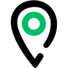 Poster - Black outlined location pin with a green circle in the center on a white background image view