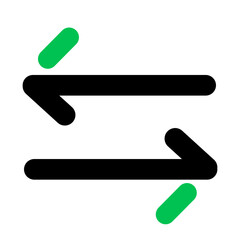 Poster - Two horizontal black arrows pointing in opposite directions with green accents on the ends