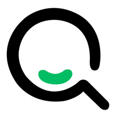 Poster - Illustration of a stylized letter q with a green curved shape inside the circular form of the q shape