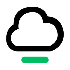 Poster - Illustration of a black outlined cloud above a green rounded rectangle on a white background view