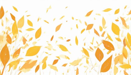 Poster - fall foliage swirl in white space background minimal autumn leaves in orange and yellow tones for seasonal web design, print media, wallpaper, or branding element with abstract flow

