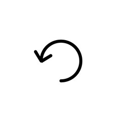 Poster - A simple black curved arrow pointing to the left indicating a process of reversing or turning back around