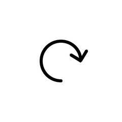 Poster - Simple black curved arrow pointing downwards to the right on a plain white background icon art