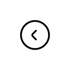 Poster - A simple black and white illustration of a left arrow inside of a circular shape on a white background