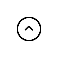 Poster - Illustration of a simple black outlined circle with an upward pointing chevron inside the circle shape