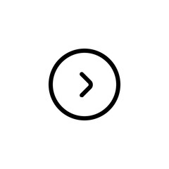 Aufkleber - Black outlined circle containing a right facing chevron arrow on a white background in simple style