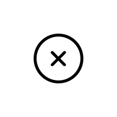 Poster - Illustration of a simple black x mark inside of a circle on a white background in a minimalist style
